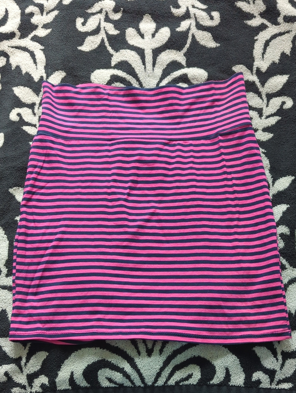 Charlotte Russe Pink and Navy Striped Pencil Skirt